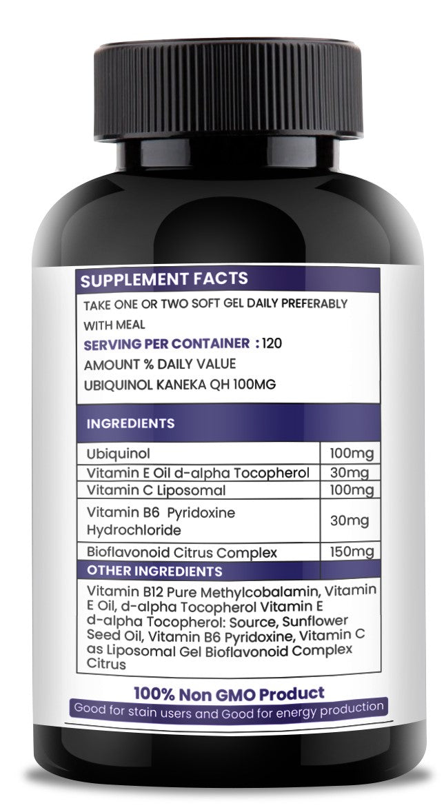 Advance Ubiquinol- Kaneka QH 120 Softgels @ 100mg Reduced Form of CoQ10- Powerful Results