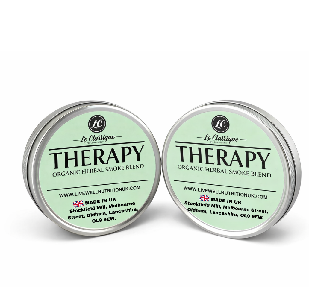Therapy-Herbal Smoke Mix. Peaceful Serenity. 100% Nicotine Free. 100% Mixed Herbs. 30 grams