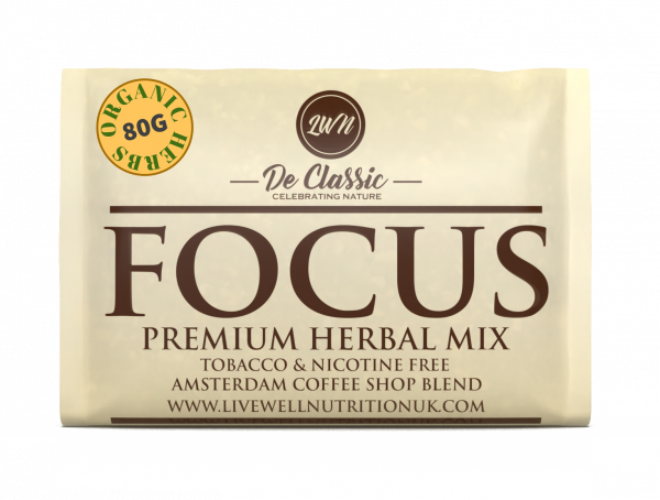 Focus Premium Herbal Smoke Mix. 100% Nicotine Free. 100% Mixed Herbs.80 grams