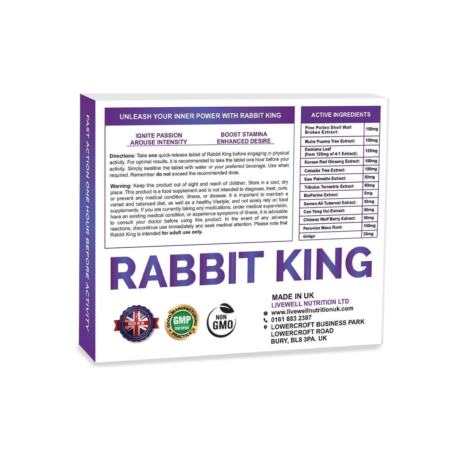 RABBIT KING Powerful Results for Male Performance 30 Tablets- 1 Tablet @ 1000mg