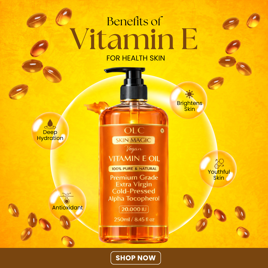 OLC Vitamin E Oil 20,000 IU – 100% Pure & Natural Cold-Pressed Vitamin E Oil for Skin, Face, Scars, Hair, Scalp & Nails | Non-GMO Verified | Deep Nourishing Hair & Body Oil | 250ml