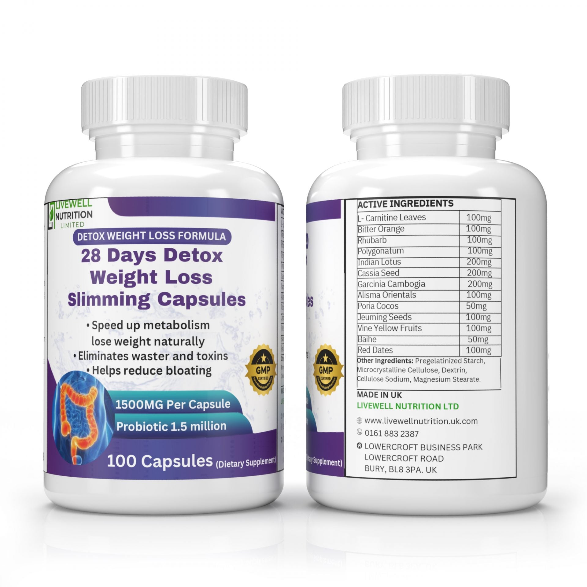 x2 28 Detox Weight Loss Sliming Capsule, Gentle Detoxification Healthy Weight Loss, with Added Probiotic 100 Capsules