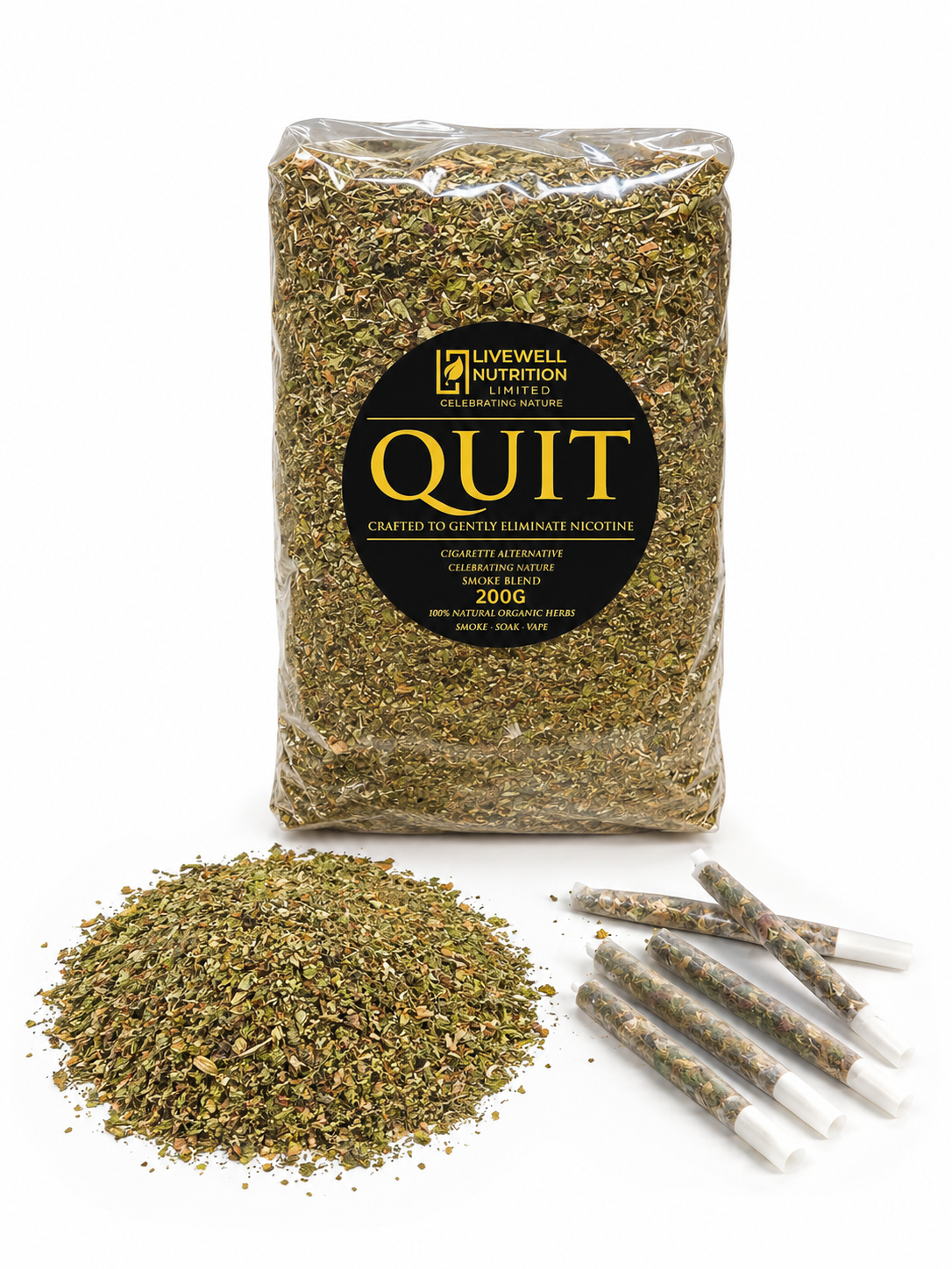 Quit Premium Herbal Smoke Mix 100% Nicotine Free. 100% Mixed Herbs.200 grams
