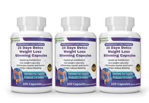 x3 28 Detox Weight Loss Sliming Capsule, Gentle Detoxification Healthy Weight Loss, with Added Probiotic 300 Capsules