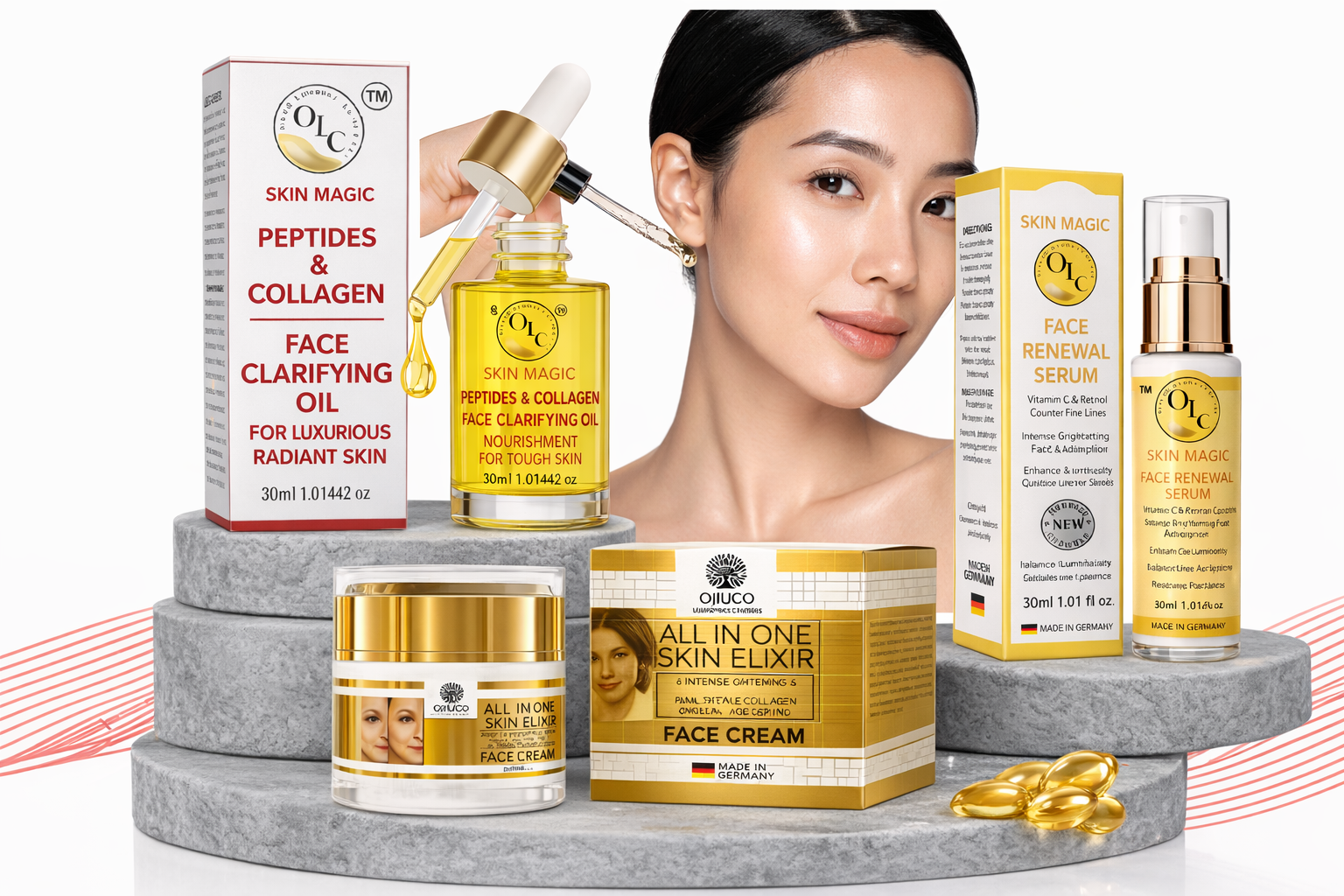 Ultimate Radiance Trio  Brightening • Hydrating • Age-Defying Includes:  50ml Intense Brightening & Moisturising Face Cream 50ml Face Renewal Serum 50ml Peptides Clarifying Face Oil
