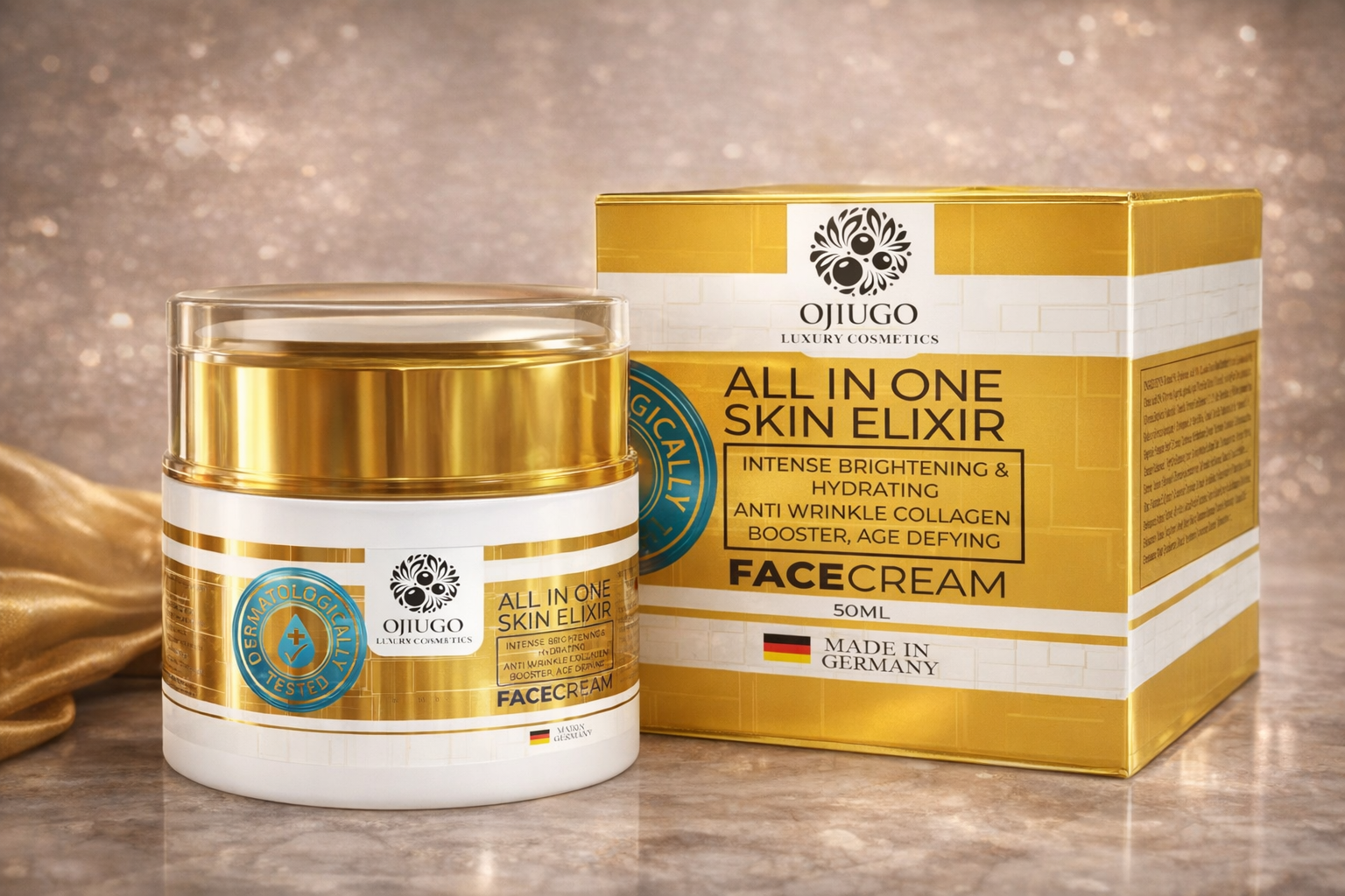 Moisturising Face Cream for Intense Brightening, Skin Repair, Redness Clearing, and Inflammation Soothing