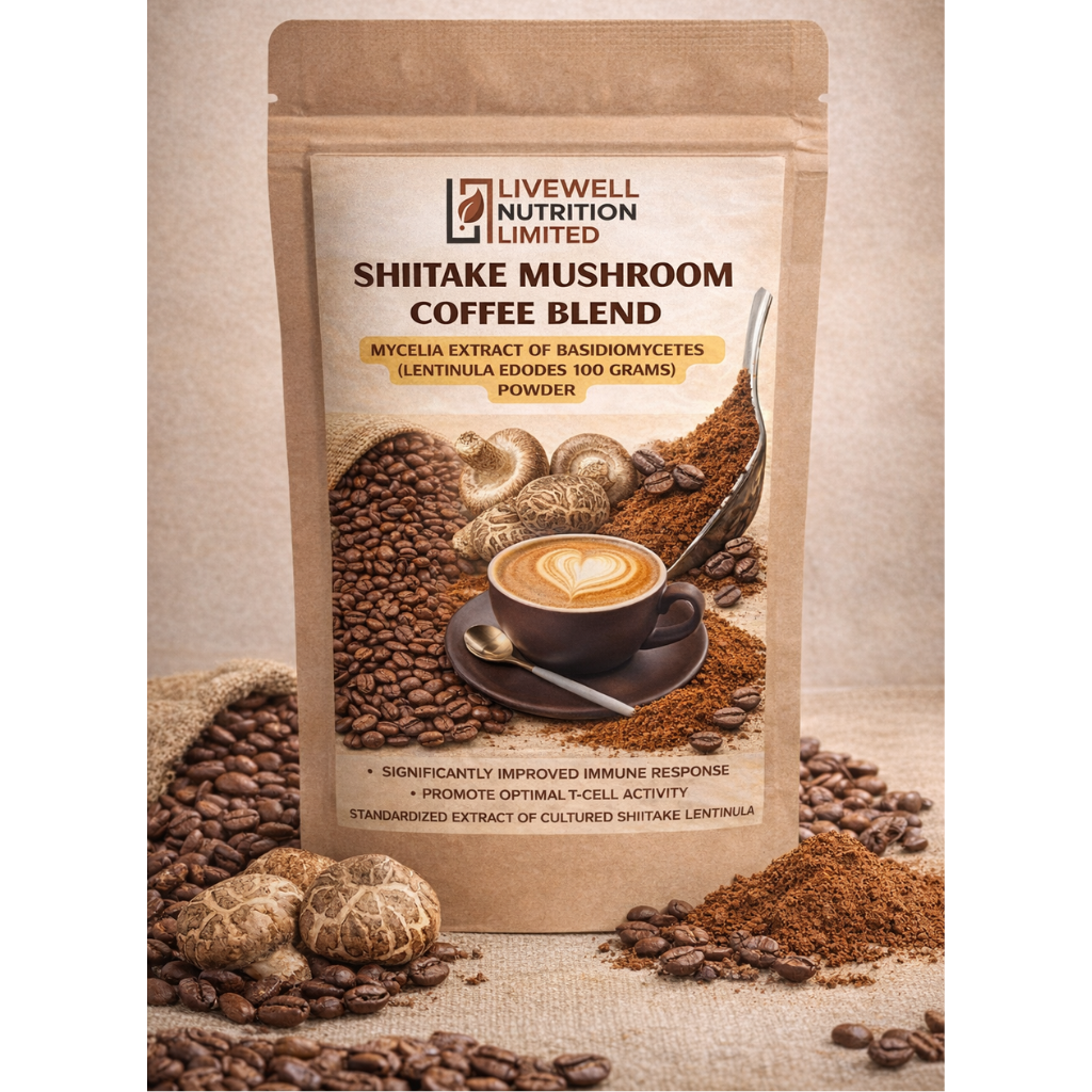 Shittake Mushroom Extract Potent Correlated Compound With Organic Coffee  Adaptogen Mix Instant Mushrooms Coffee for Immune Function, Gut Health, Energy, 100 Grams