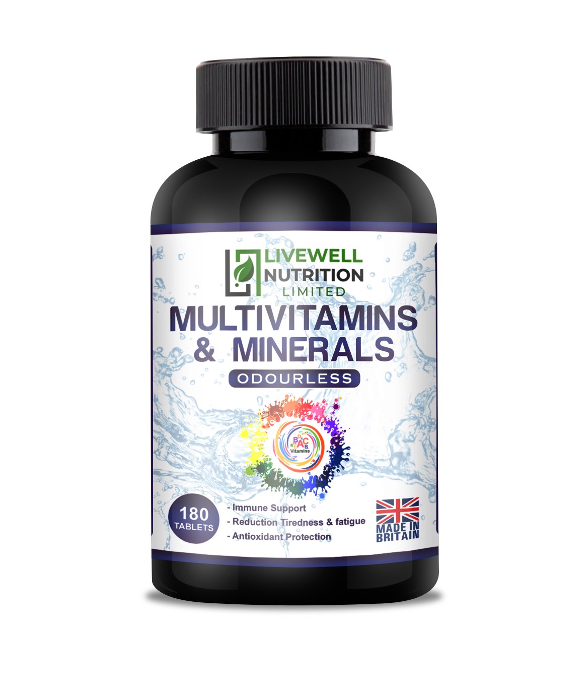 Multivitamin & Mineral Reduced Odour | Vegetarian Vegan Tablets 180 | Key Vitamins and Minerals Without The Odour for Women and Men | 3 Months’ Supply | Food Supplements