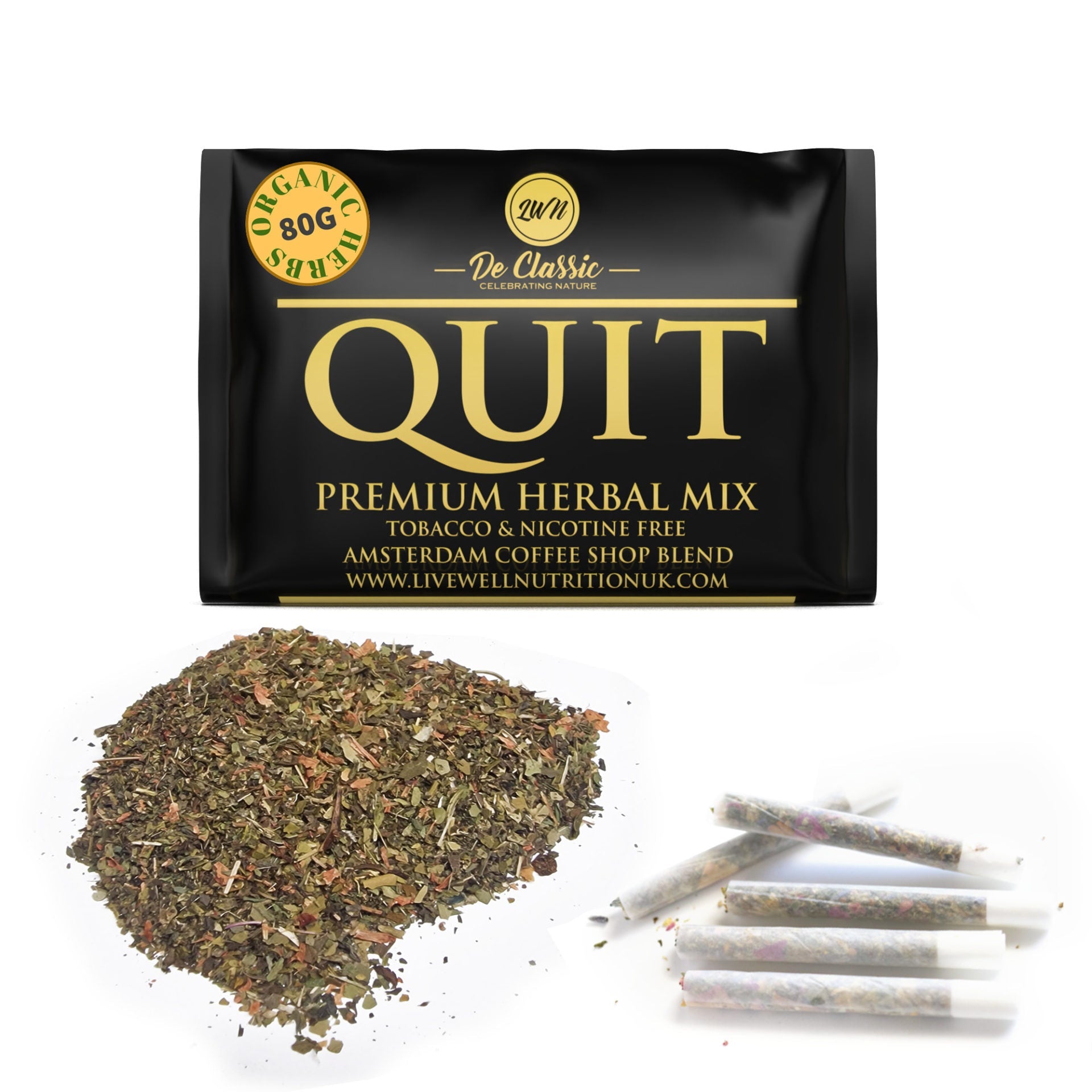 Quit Premium Herbal Smoke Mix. 100% Nicotine Free. 100% Mixed Herbs.80 grams