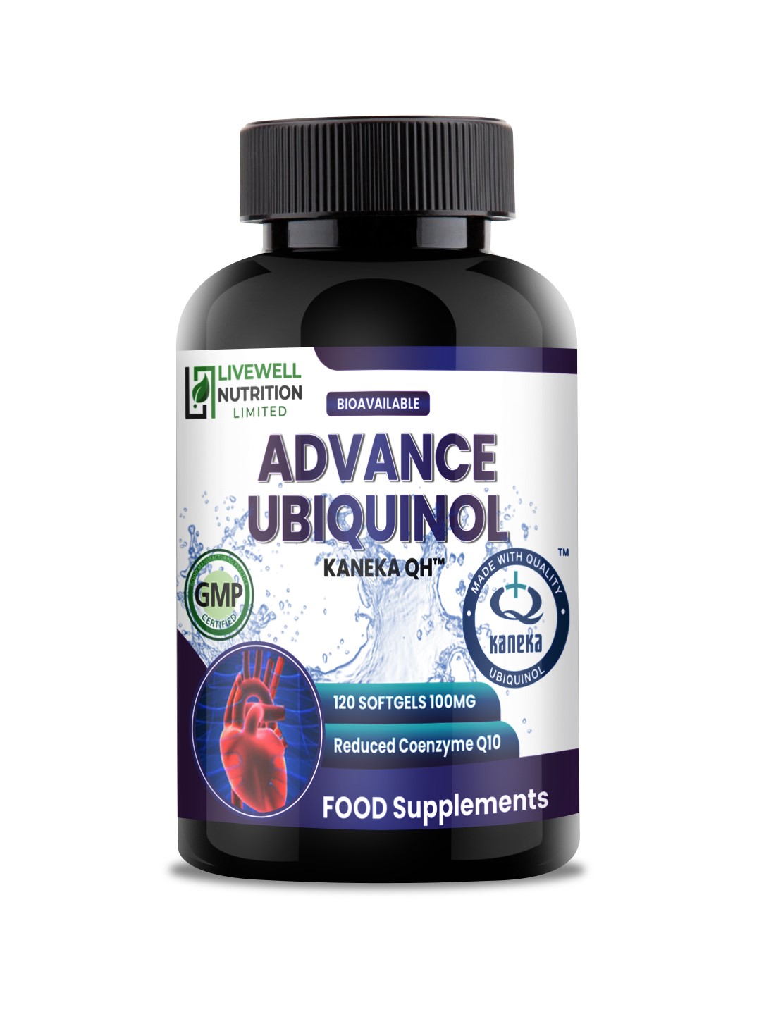 Advance Ubiquinol- Kaneka QH 120 Softgels @ 100mg Reduced Form of CoQ10- Powerful Results